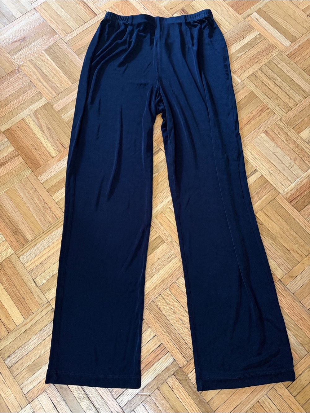 Chico's Travlers NAVY BLUE Elastic Waist Wide-Leg Pants Womens Size 1 (Small)